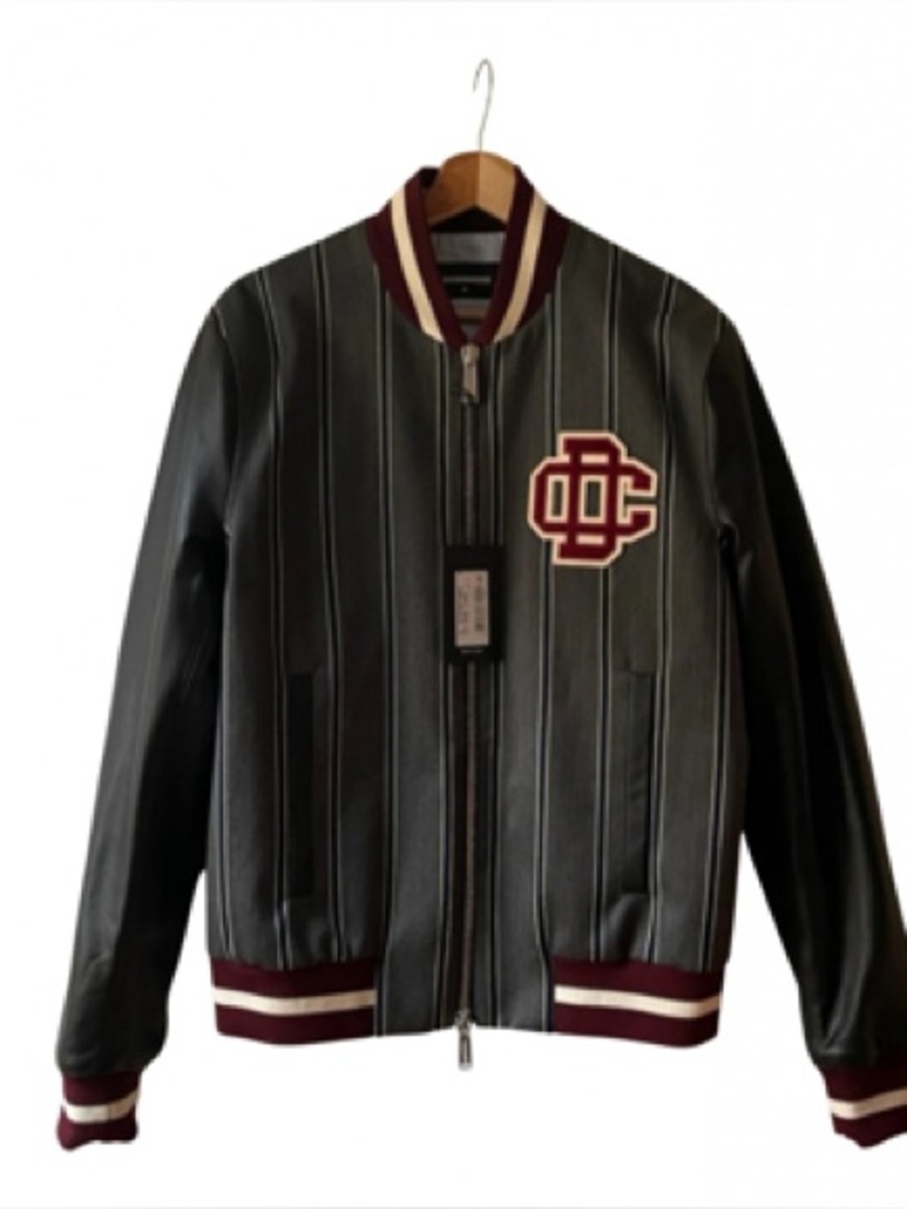 DSQUARED2 — grey and black man dc bomber jacket with stripe pattern - Picture 8 of 10